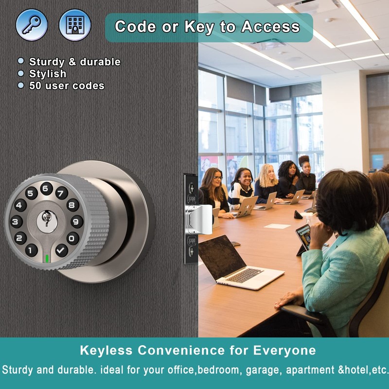 BOTHSTAR Keypad Door Knob with Key,Keyless Entry Door Lock, Code