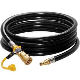 DOZYANT 24 feet Low Pressure Propane RV Quick Connect Extension Hose, 1/4" Safety Shutoff Valve & Male Full Flow Plug for RVs