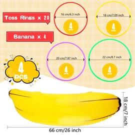4 Set Inflatable Banana Ring Toss Game Includes 4 Pcs Inflatable Bananas 16 Pcs Plastic Ring Toss for Summer Pool Bachelorette Party Game Bridal Shower Engagement Party Decor
