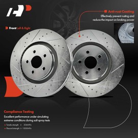 A-Premium 13.58 inch (345mm) Front Drilled and Slotted Disc Brake Rotors Compatible with Select Ford and Lincoln Models - Fusion 2017-2019, Edge 2015-2022, MKZ, MKX, Continental, Nautilus, 2-PC Set
