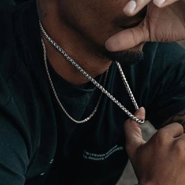 HZMAN 6.0mm Stainless Steel Silver Wheat Chain Necklaces for Men Women Classic Cool Link Chain Necklace Jewelry Gift 16" -30" (Silver,24)