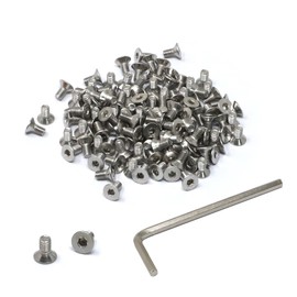 iexcell 100 Pcs M3 x 6mm Thread Pitch 0.5 mm Stainless Steel 304 Hex Socket Flat Head Cap Screws Bolts Kit