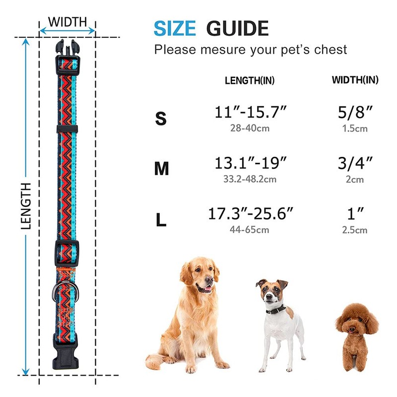 Rhea Rose Tribal Dog Collar Aztec Pattern Adjustable Collars Medium