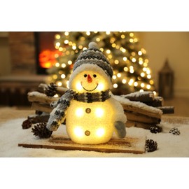 Bambelaa! Snowman 'Coldy' LED Decorative Figures, Grey White, Christmas