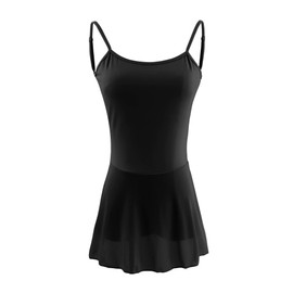 Black Skirted Leotards for Women Ballet, Camisole Dance Dress for Athletic, Gymnastics, Aerial Yoga, Pole