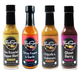 Fresco Sauce - Hot Sauce Lover Gift Box 4 Pack - Fire Roasted Pepper Blend - Citrus Fresno & Garlic - Chipotle & Habanero - Ghost Berry