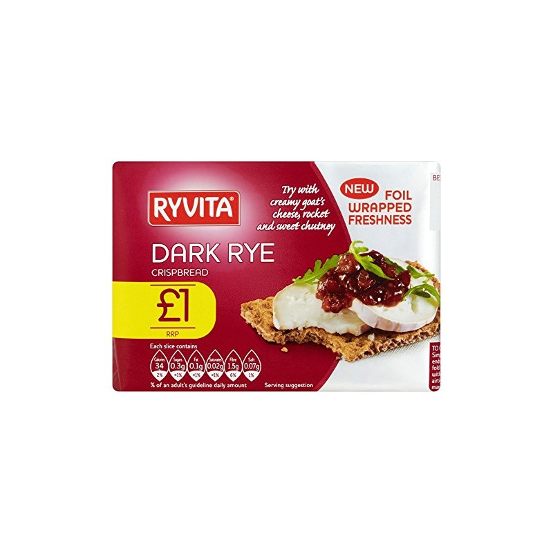 Ryvita Dark Rye Crispbread 200g (Pack of 12 x 200g)