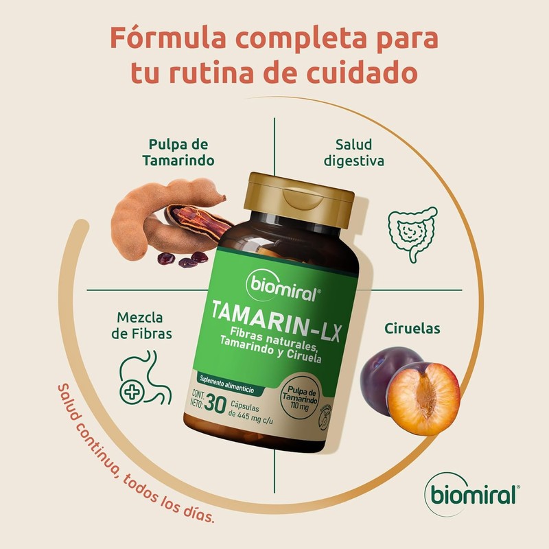 Biomiral Tamarin+LX Laxative Supplement - Natural Tamarind & Plum Fiber