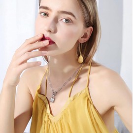 Gold Triangle Layered Necklaces for Women - 14K Gold Plated Triangle Bar Multi Disc Layered Choker Necklace for Women