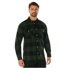 Rothco 21890 Extra Heavyweight Buffalo Plaid Flannel Shirt Size : L,Color : Olive Drab Plaid