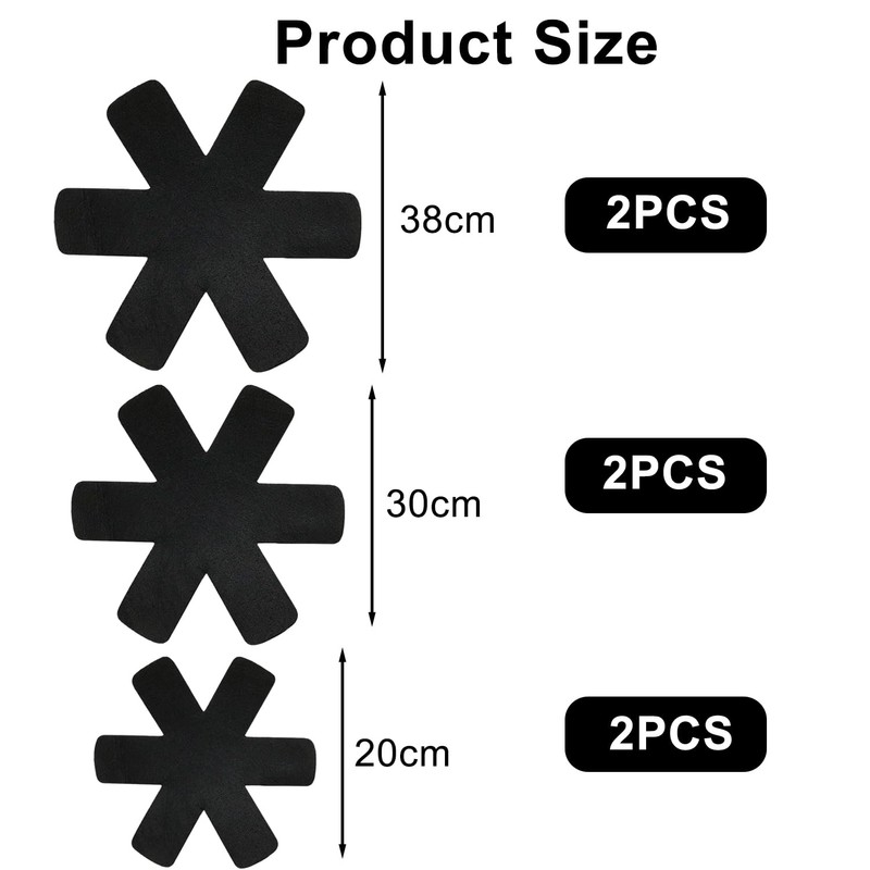 6 Piece Pot Pan Protectors for Stacking, 3 Different Size