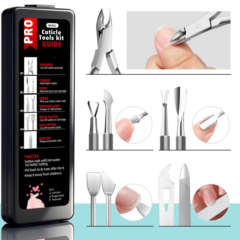 Cbiumpro 5 Pack Cuticle Trimmer Set with Pusher Cutter Clipper