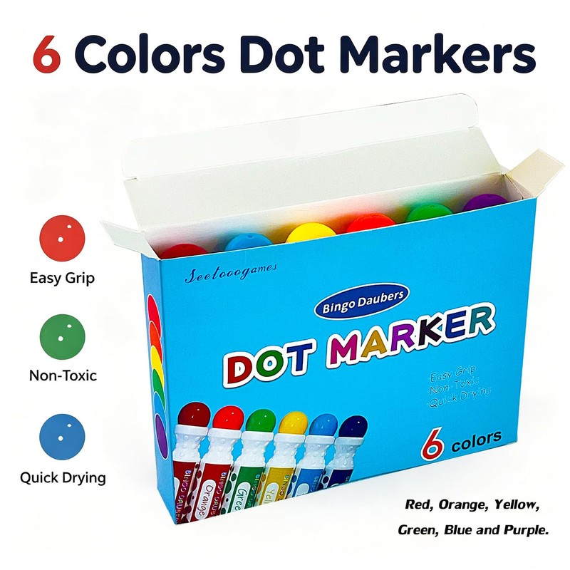 SEETOOOGAMES Bingo Daubers Dot Markers - Mixed Colors Set of