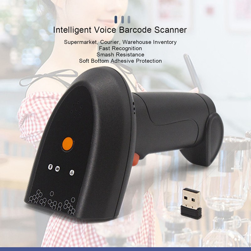 QR Code Scanner V10 Wireless Intelligent Voice Scanner Supermarket Courier
