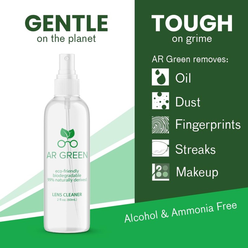AR Green Eco Friendly Lens Cleaner, Biodegradable Lens Cleaning for