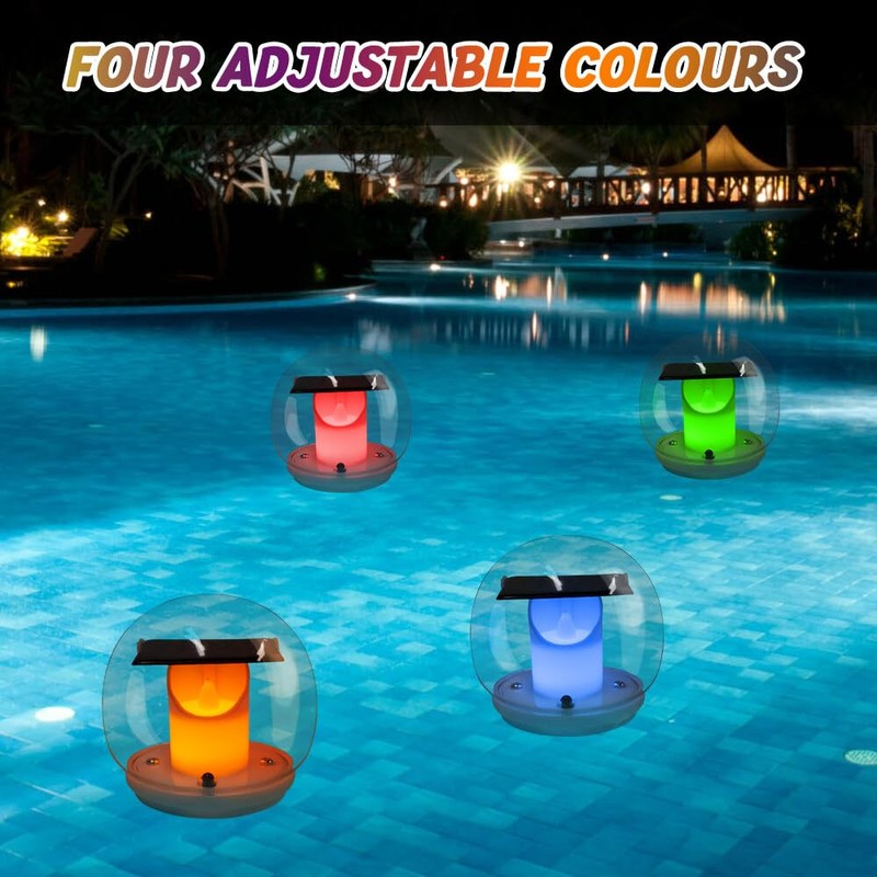 TGKYK Solar Pool Lighting, 2 Pieces, 3 Colours, Solar Floating