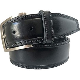 MENS BELT BLACK 100% ITALIAN FULL GRAIN SINGLE SKIN HIDE LEATHER BELT DOUBLE STITCHED 40MM (XL 38-41 INCHES)