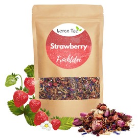 Loran Strawberry Fruit Tea Loose Strawberry 150 g | Strawberry Pieces, Raspberry Pieces, Blackberry Leaves, Roman Chamomile | Fruit Tea | Refreshing Tea Also Suitable for Children and Pregnant Women |