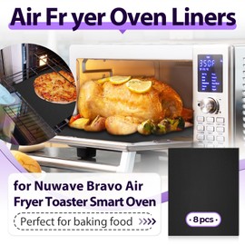 8 PCS Toaster Oven Liner for Nuwave Bravo Air Fryer Toaster Smart Oven, Reusable Teflon Liner, Air Fryer Accessories for Nuwave 12-in-1 30-QT XL Capacity Countertop Convection Oven