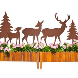 Garden Stake Christmas Deer Decoration, Set of 2 Decorative Deer and Deer with 2 Firs, Christmas Decoration, Rust Stake, Christmas, Garden Stake, Rust, Metal, Weatherproof, Garden Decoration, Rust