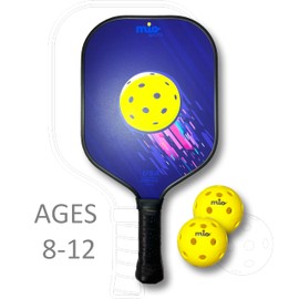 Mio Sports Kid's Pickleball Set (Ages 8-12), USAPA Approved Kid's Pickleball Paddle with Textured Surface for Better Controls and Smaller Balls for Optimal Sweet Spot.