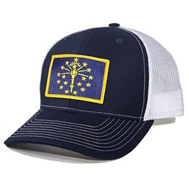 Homeland Tees Men's Indiana Flag Patch Trucker Hat - Navy/White