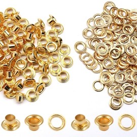 Litoexpe 4.5MM Grommets Eyelets 200 Pcs, Self Backing Eyelets for Bead Cores, Clothes, Leather, Canvas (Gold)