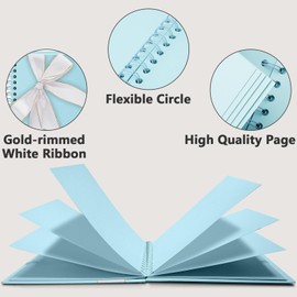 Vienrose Scrapbook DIY Photo Album with 40 Pages, Hard Cover Kraft Paper, DIY Scrapbook for Wedding, Birthday, 20.5 x 20.5 cm, Light Blue