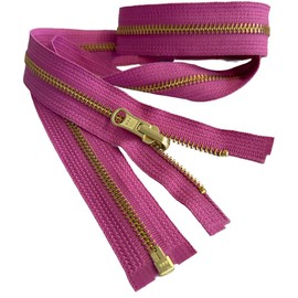 #5 Brass Metal YKK Medium Weight Inside/Outside Reversible Slide Jacket Zipper Separating (1 Zipper) - Tape Color: Cognac Magenta #524W - Choose Your Length (Cognac Magenta #524W, 31" Inches)