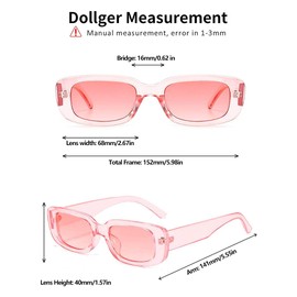 Dollger Vintage Rectangle Sunglasses Women Men UV400 Protection Fashion Square Frame Eyewear (Pink)