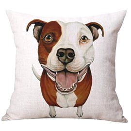 The Beach Stop Decorative Staffordshire Bull Terrier Dog Scatter Cushion Cover | Home Decor Inspo | Gift Idea for Staffie Lovers | 45x45cm 18x18” | Brown Staffy