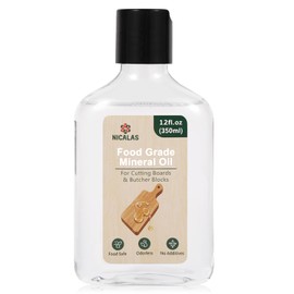 Nicalas Mineral Oil 12oz for Cutting Boards,Butcher Block Oil & Wood Conditioner, Food Grade for Wooden & Bamboo Cutting Boards, Countertops, Knives