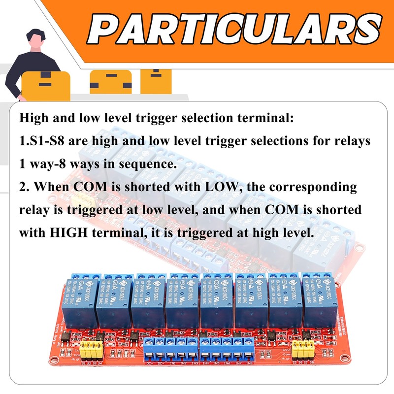 DIGISHUO 12V 8 Channel Relay module with light coupling isolation