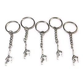 FizzyButton Gifts Set of 5 gymnast keyrings key rings with silver tone keychains