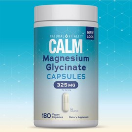 CALM Capsules – Magnesium Glycinate Supplement – Helps Manage Occasional Stress & Supports a Balanced Mood – 300mg – 180 Vegetarian Capsules
