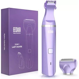 EESKA 2-in-1 ladies shaver. dual interchangeable heads,dry/wet use,rechargeable!