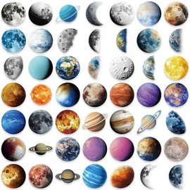Planet Stickers,PET Solar System Graffiti Stickers,50Pcs Transparent Vinyl Waterproof Sticker for Kids Teens,for Phone Laptop Water Bottles Skateboard Computer Phone Luggage Guitar Car Gifts Sticker