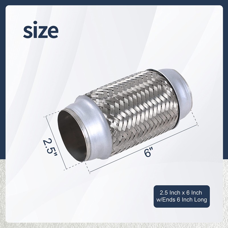 FGJQEFG 2PCS Exhaust Flex Pipe Stainless Steel Double Braid Heavy