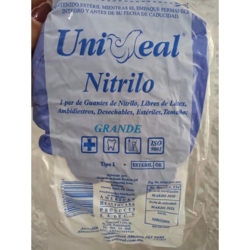 UniSeal Guantes De Nitrilo Estériles Uniseal Talla Grande