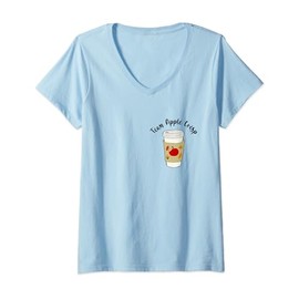 Autumn PSL Season Aesthetic Team Apple Crisp Macchiato V-Neck T-Shirt, blue