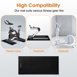 MoyRetty 2-Pack Exercise Equipment Mat, 24 x 11.8 inches, Anti-Slip Rubber Floor Protection for Peloton Bike and Treadmill, Black