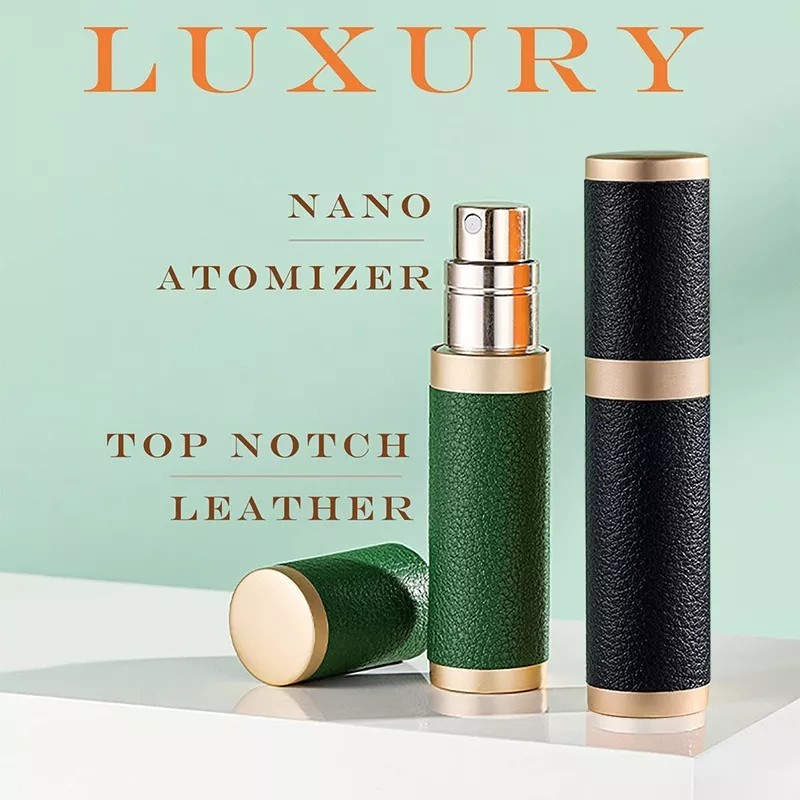 DOMOKO Perfumero Recargable De Viaje Rellenable + Funda De Piel