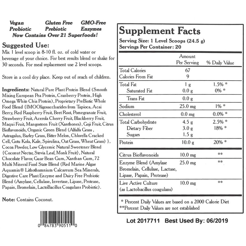 Wholistic Botanicals Live Plant Pea Protein Vanilla Powder