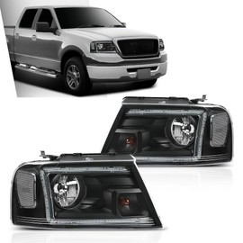G-PLUS Headlights Compatible with Ford F150 2004-2008,Fit Lincoln Mark LT 2006-2008(NOT Fit 2004 F150 Heritage,NOT Fit Flareside Beds) Clear Lens Black Housing Clear Reflector Bumper Headlamp