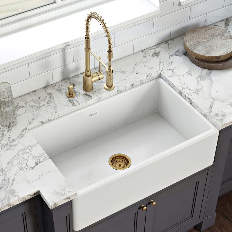 Ruvati Kitchen Sink Strainer Drain Assembly - Satin Brass Matte