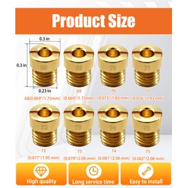 Carburetor Main Jet Kits (Thread size: 1/4"-32) compatible with Holley Carb Main Carburetors (Two nozzles of each size) (68-75 size: 1/4"-32)