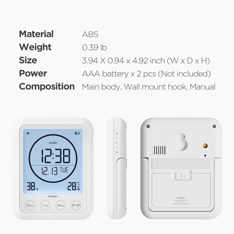 mooas Visual Shower Clock Digital Bathroom Shower Clock Waterproof Shower