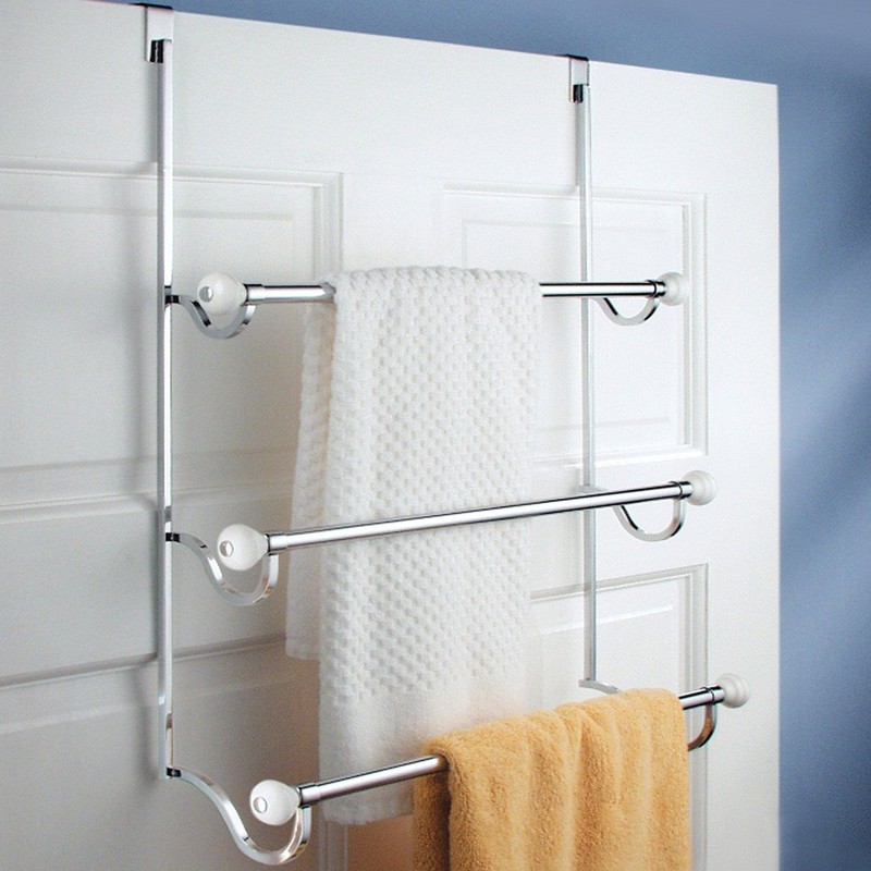 iDesign York Metal Over the Shower Door Towel Rack, Hooks
