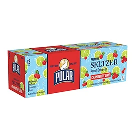 Polar Seltzer Water Cranberry Lime, 12 fl oz cans, 12 pack