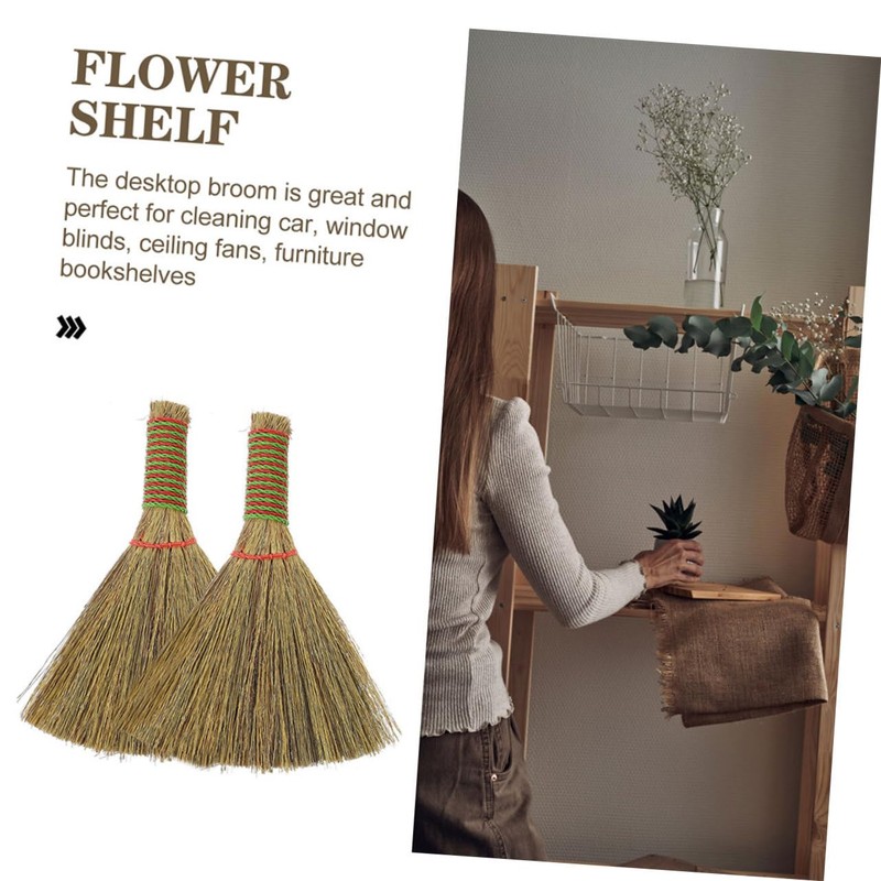 ULTECHNOVO 3pcs Small Desktop Broom Manual Short Handle Whisk Brush